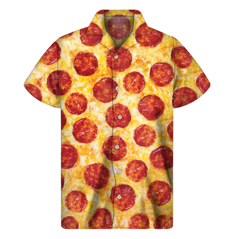 3D Printing In Food - Cartoon Pizza 3D Print Hawaiian Shirts