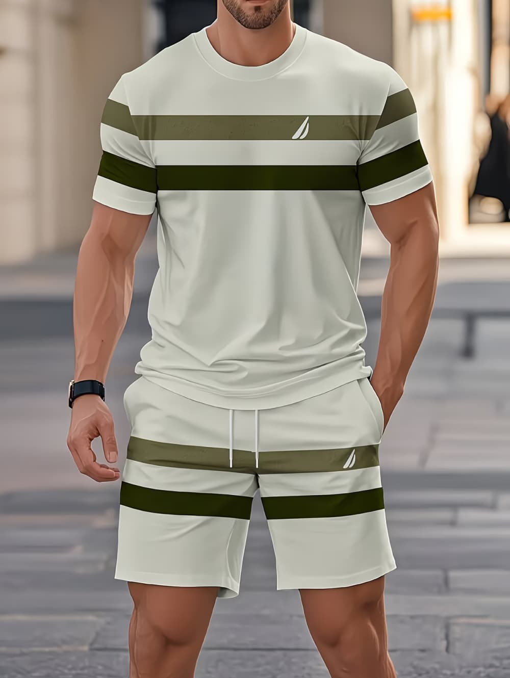 3D Printing Services - Men's Summer Sets Funny 3D Stripe