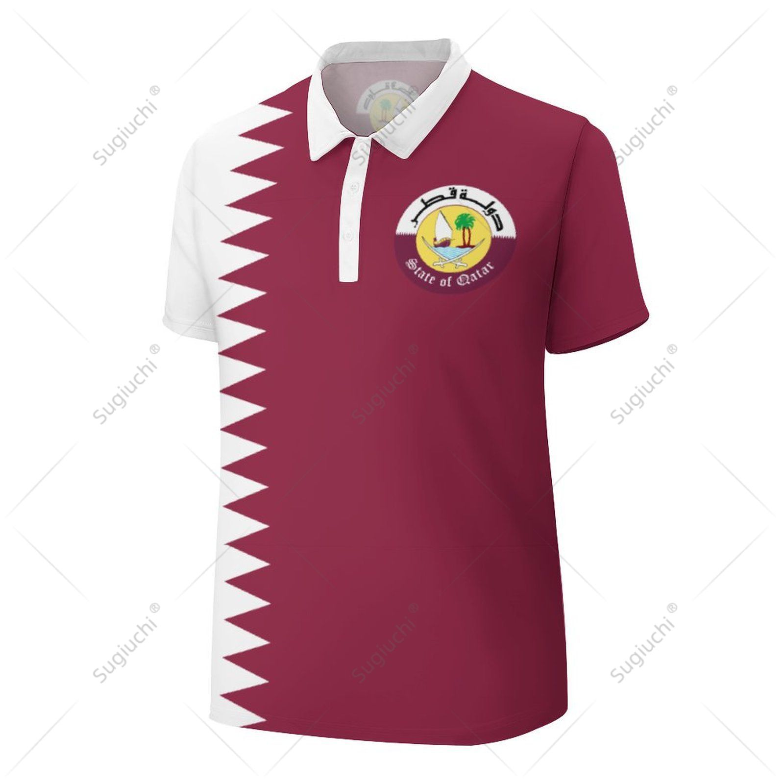 Unisex Polo Shirt Qatar Flag 3 - огляд і ціна 3D Printing Qatar