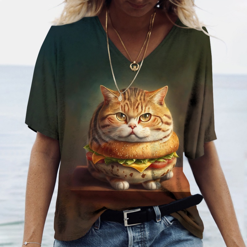 Fun Cat Food Pattern T Shirt F - огляд і ціна 3D Printing In Food