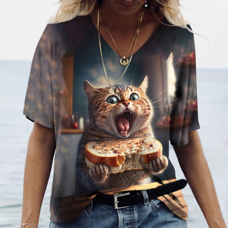 Fun Cat Food Pattern T Shirt F - огляд і ціна 3D Printing In Food
